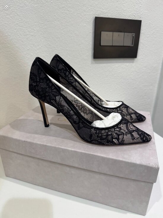 JIMMY CHOO ROMY85 High Heels Black Lace - Picture 2 of 6